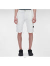 Lens Wappen Stretch Satin Cargo Shorts White - CP COMPANY - BALAAN 3