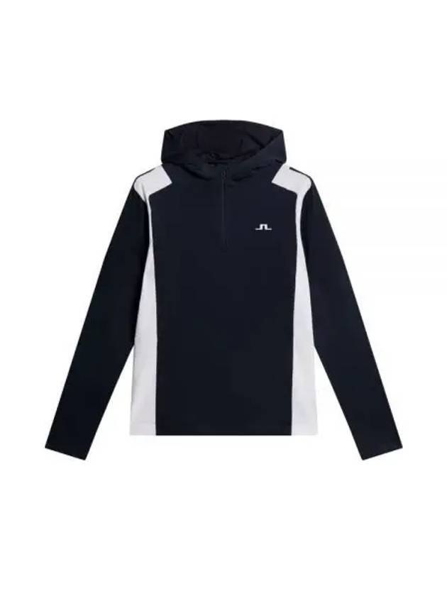 Lucas Quarter Zip Hooded Long Sleeve T-Shirt Navy - J.LINDEBERG - BALAAN 2