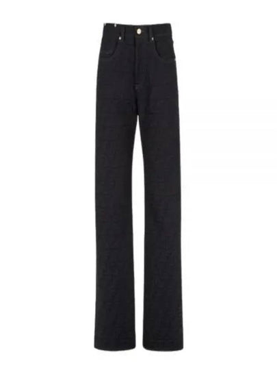 Jacquard Logo Monogram Cotton Straight Pants Dark Blue - FENDI - BALAAN 2