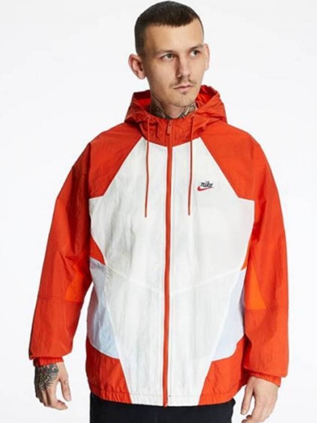 Heritage Wind Runner Windbreaker Hooded Jacket Orange White Gray - NIKE - BALAAN.