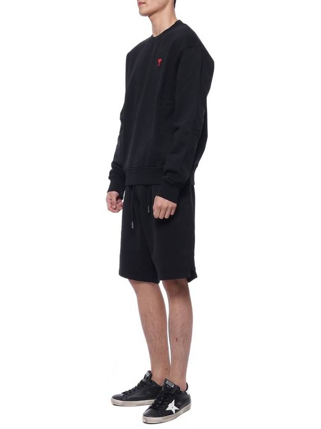 Heart Logo Tone On Tone Track Shorts Black - AMI - BALAAN 5