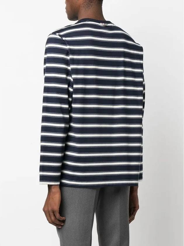 Stripe Jersey Oversized Long Sleeve T-Shirt Navy - THOM BROWNE - BALAAN 6