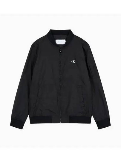 Jeans Embroidered Logo Nylon Bomber Jacket Black - CALVIN KLEIN - BALAAN 2