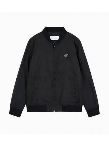 Jeans Embroidered Logo Nylon Bomber Jacket Black - CALVIN KLEIN - BALAAN 1