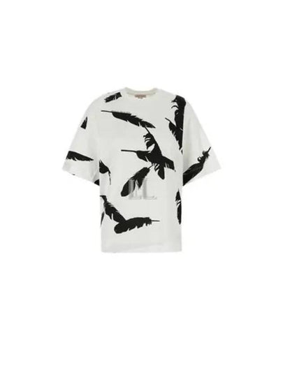 Feather Print Oversized Short Sleeve T-Shirt White - ALEXANDER MCQUEEN - BALAAN 2