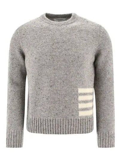 Donegal 4-Bar Striped Crew Neck Wool Knit Top Light Grey - THOM BROWNE - BALAAN 2