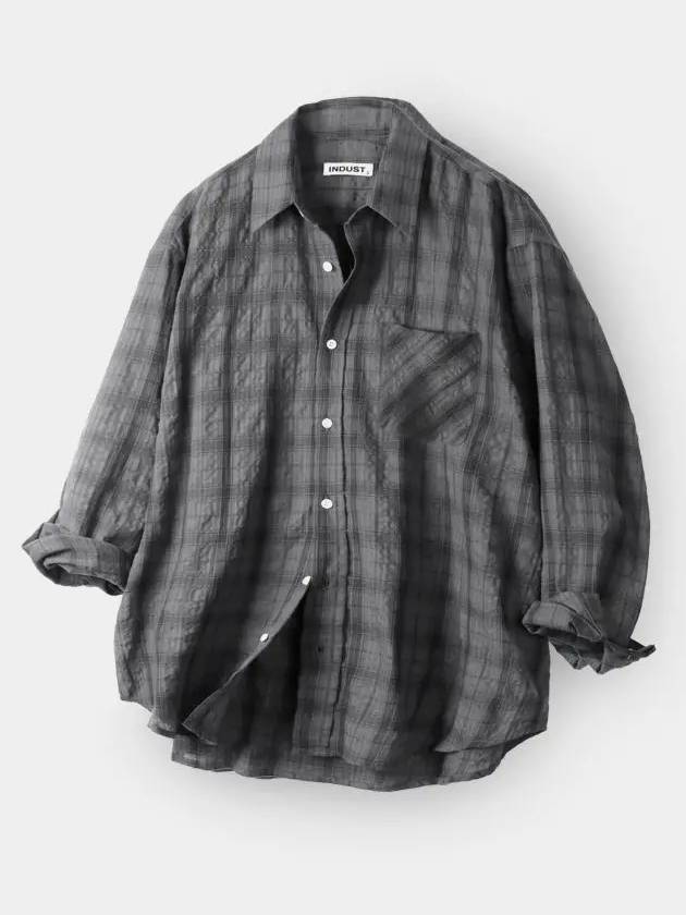 Breed Wrinkle Check Shirt Charcoal - INDUST - BALAAN 6