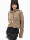 Turtleneck Cropped Knit Cardigan Beige - HIGH SCHOOL DISCO - BALAAN 2