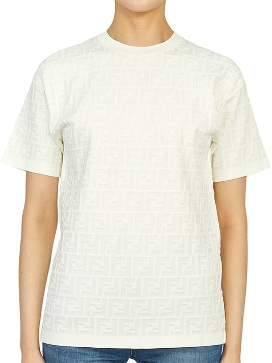 FF All Overture Logo Viscose Jersey Short Sleeve T-Shirt White - FENDI - BALAAN 2