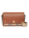 Leather and Vintage Check Note Crossbody Bag Tan - BURBERRY - BALAAN 1