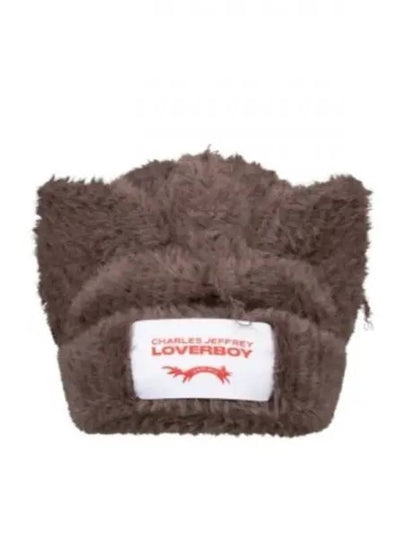 Loverboy Fluffy Chunky Ears Beanie Brown - CHARLES JEFFREY LOVERBOY - BALAAN 2