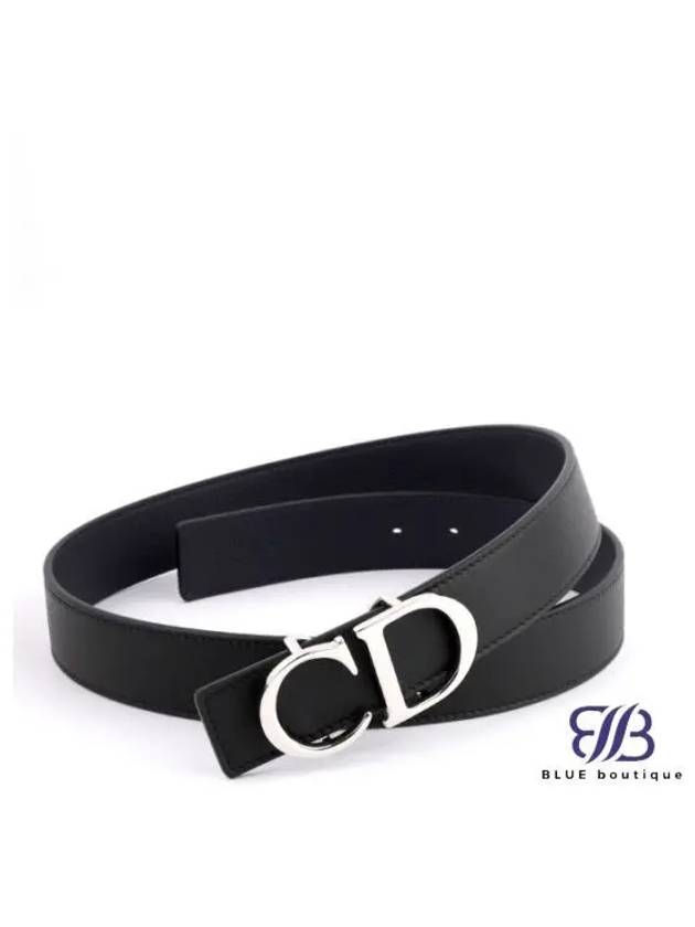 Homme CD Logo Reversible Leather Belt Black Navy - DIOR - BALAAN 2