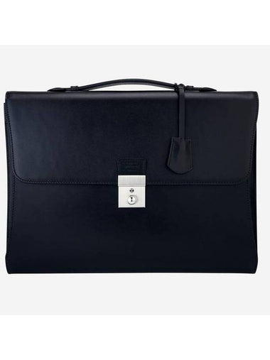 Zenith Triangular Leather Brief Case Black - MINOC - BALAAN 1