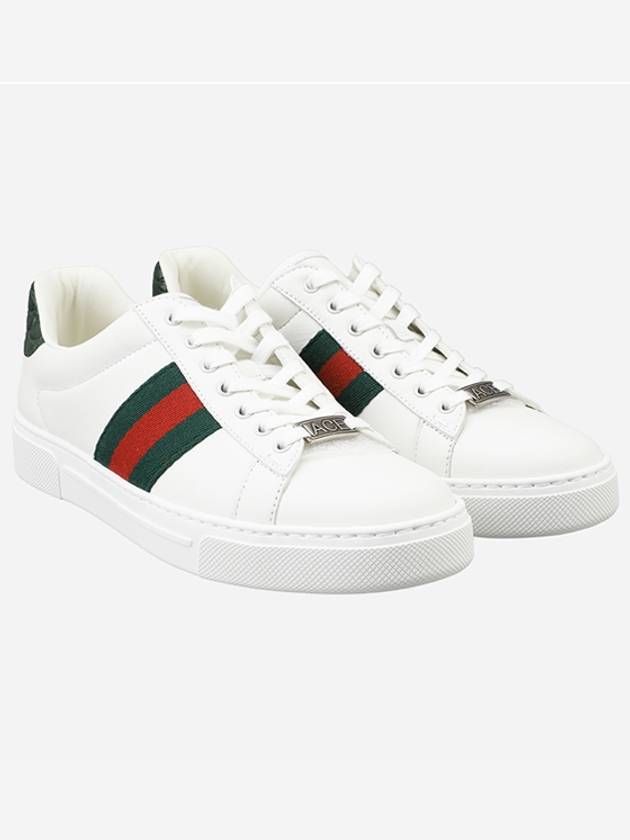 Ace Web Leather Low Top Sneakers White - GUCCI - BALAAN 2