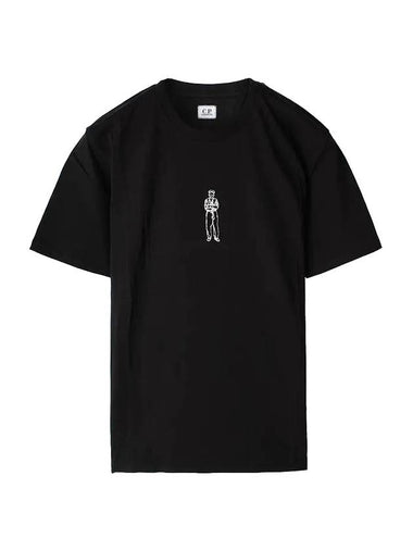 Horizontal Logo Crew Neck Short Sleeve T-Shirt Black - CP COMPANY - BALAAN 1