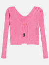 La Maille Pralu Longue Micro Charm Logo Cardigan Light Pink - JACQUEMUS - BALAAN 4