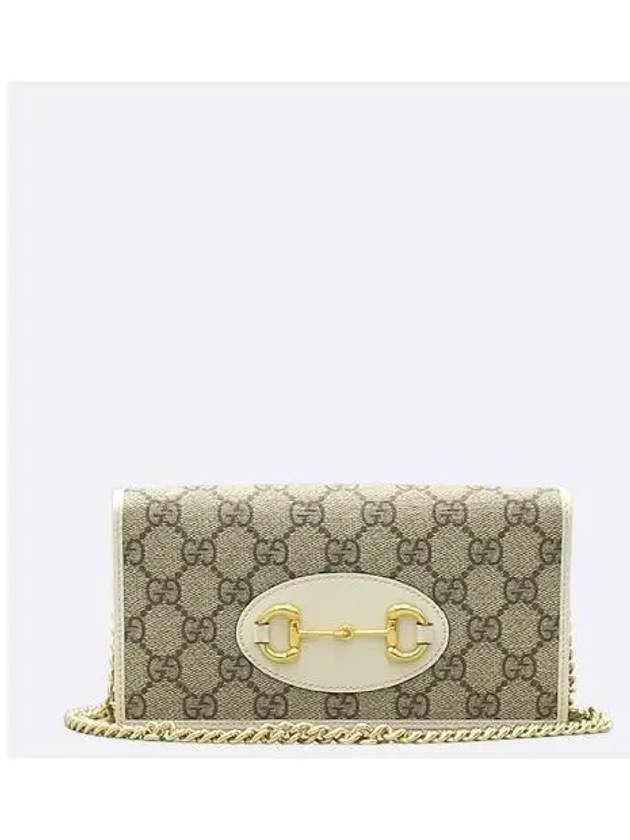 621892 Supreme White Color Horsebit 1955 Chain Long Wallet and Crossbag - GUCCI - BALAAN 1