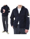 Cotton Twill Stretch Hooded Jacket Navy - STONE ISLAND - BALAAN 3