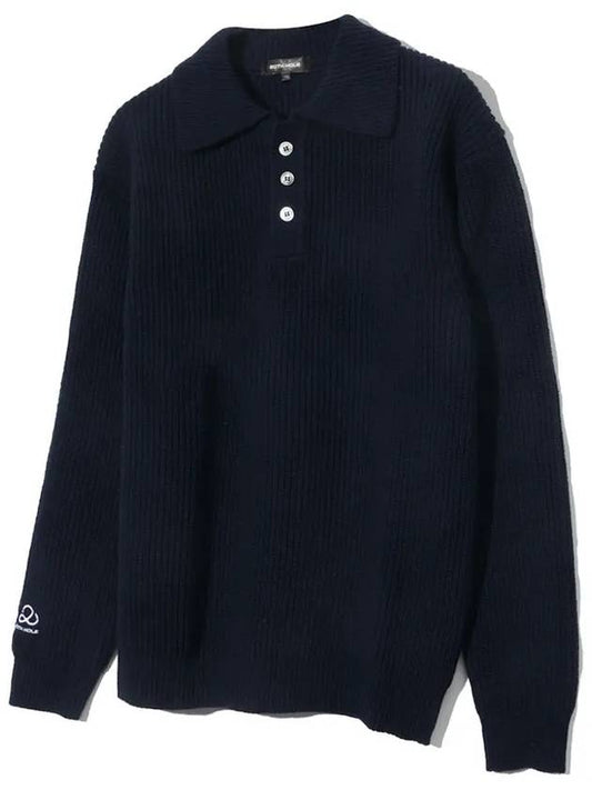 Lambswool collar button point knit DKNAVY - 20THHOLE - BALAAN 2