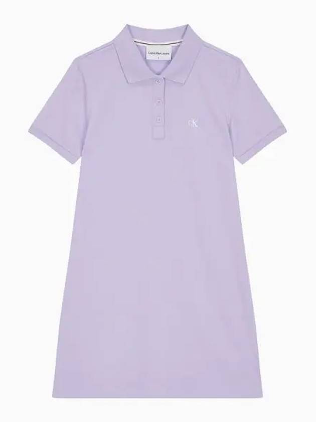 JEANS Women s Lilac Chest Embroidered Logo Polo Dress J222371 VFR - CALVIN KLEIN - BALAAN 1