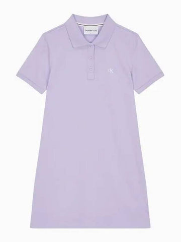 JEANS Women s Lilac Chest Embroidered Logo Polo Dress J222371 VFR - CALVIN KLEIN - BALAAN 1