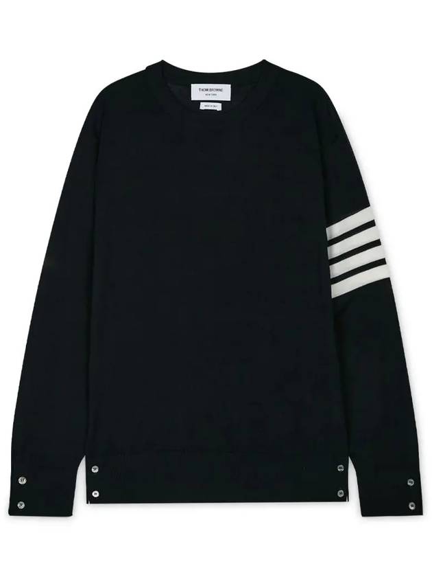 4 Bar Armband Classic Merino Wool Knit Top Navy - THOM BROWNE - BALAAN 4