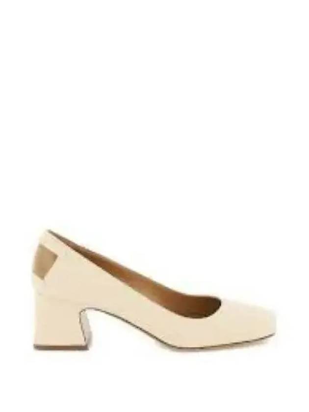 Stitched Leather Square Toe Pumps White - MAISON MARGIELA - BALAAN 2