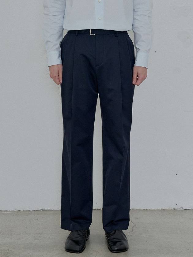 Men's Belted Two-Tuck Slacks Navy - FILLCHIC - BALAAN 3