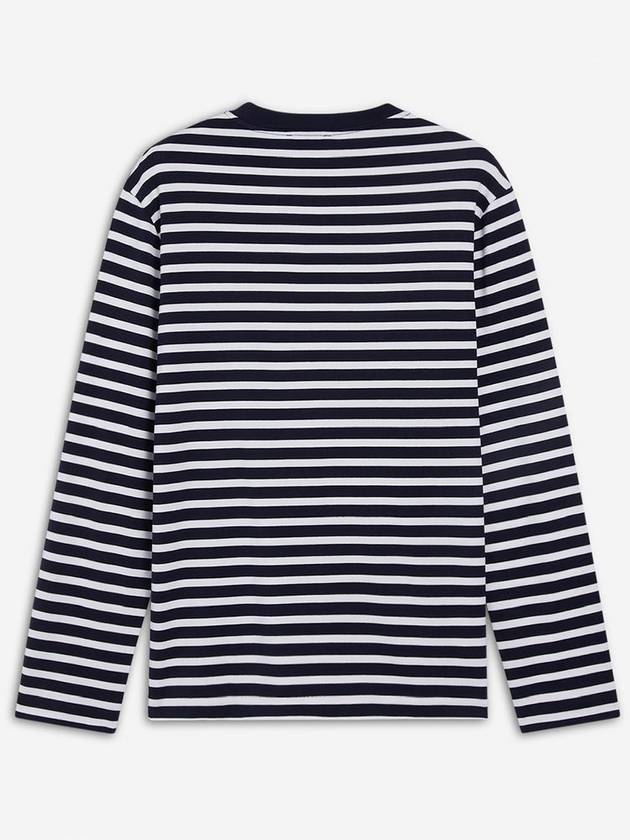 Fox Logo Stripe Long Sleeve T-Shirt Navy - MAISON KITSUNE - BALAAN 3