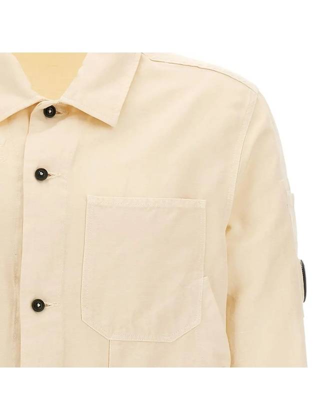 Cotton Linen Over Long Sleeve Shirt Beige - CP COMPANY - BALAAN 5