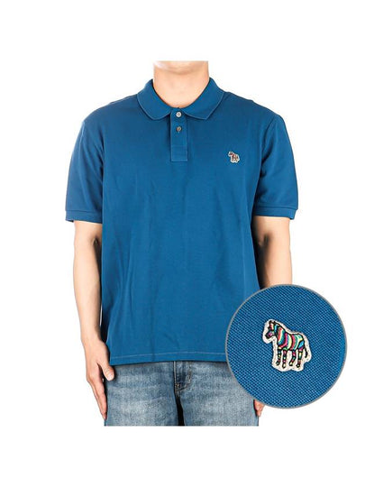 Men's Zebra Short Sleeve Cotton Polo Shirt Blue - PAUL SMITH - BALAAN 2