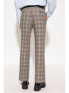 Men's Check Linen Wool Tailored Straight Pants Grey - GUCCI - BALAAN 5