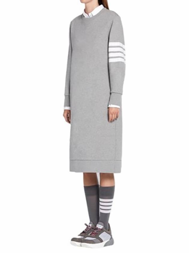 Classic Loopback 4-Bar Sweater Midi Dress Light Grey - THOM BROWNE - BALAAN 5