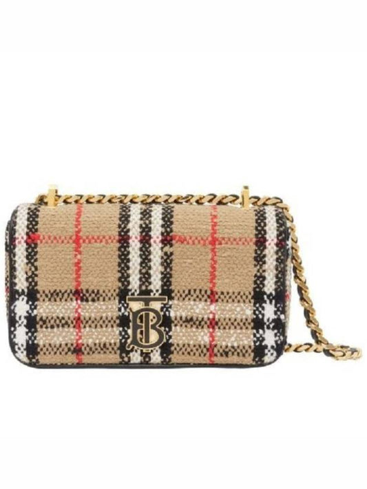 TB Logo Check Bouclé Mini Lola Cross Bag Beige - BURBERRY - BALAAN 2