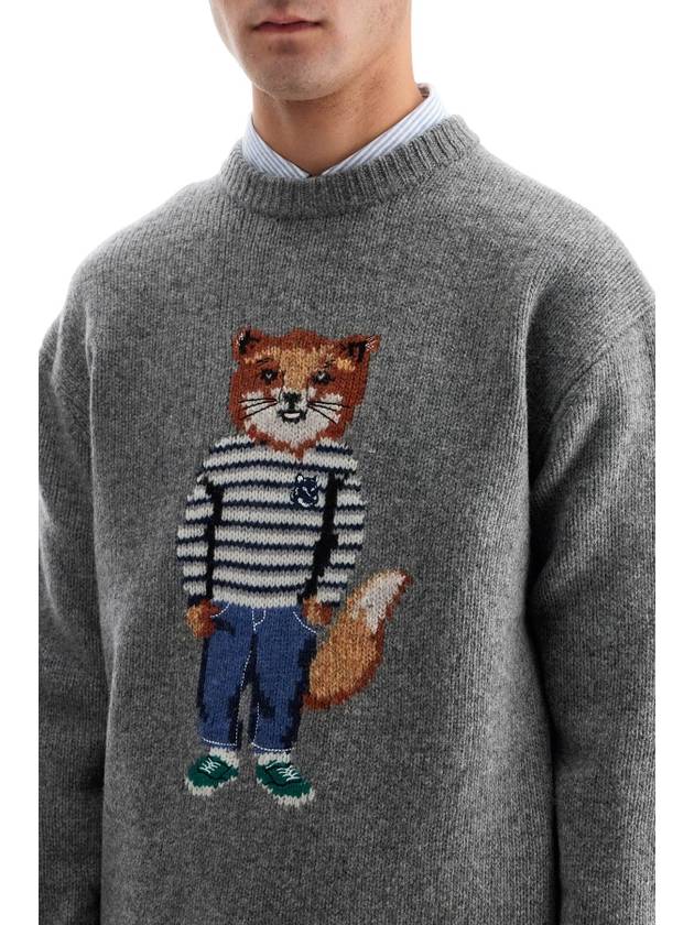 Dressed Fox Intarsia Knit Top Grey - MAISON KITSUNE - BALAAN 5