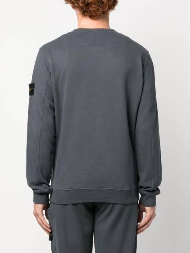 Brushed Cotton Fleece Garment Dyed Crewneck Sweatshirt Lead - STONE ISLAND - BALAAN 5