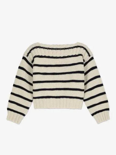 Boat Neck Striped Cashmere Knit Top Off White Navy - CELINE - BALAAN 2