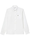 Logo Patch Linen Long Sleeve Shirt White - LACOSTE - BALAAN 2