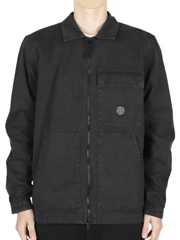 Compass Motif Shirt Jacket Black - STONE ISLAND - BALAAN 3