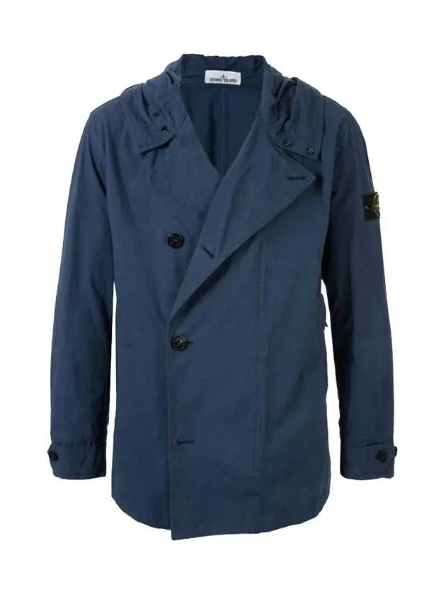 Cordura Cotton Hooded Jacket Blue - STONE ISLAND - BALAAN 3