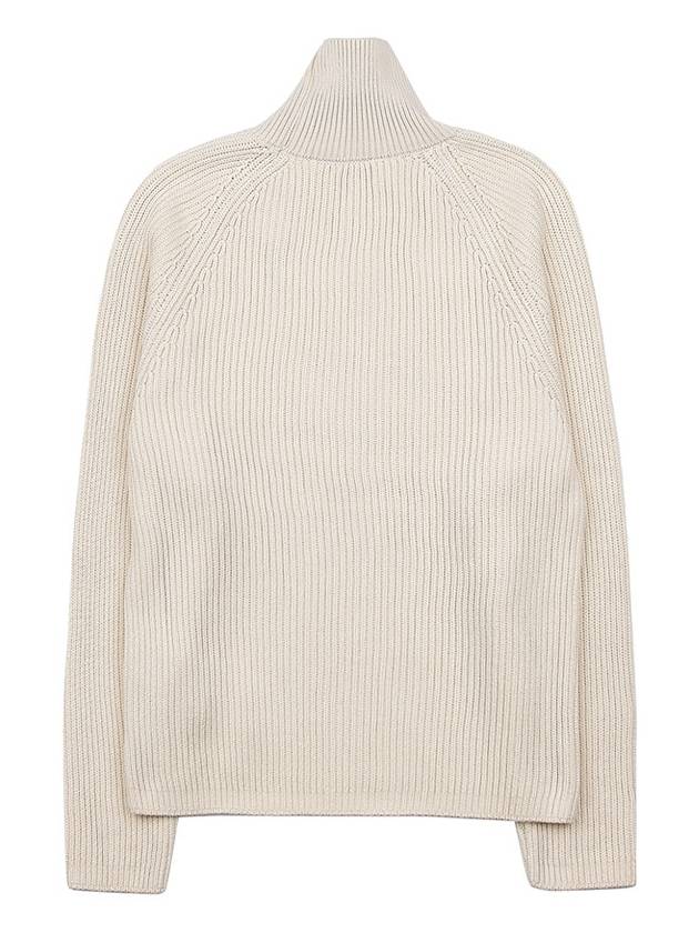 Logo Rib Turtleneck Ivory - AMI - BALAAN 3