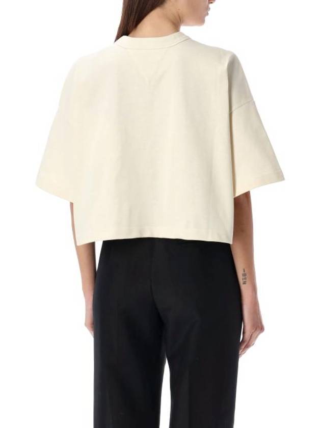 Croptop Cotton Short Sleeve T-Shirt Ivory - BOTTEGA VENETA - BALAAN 3