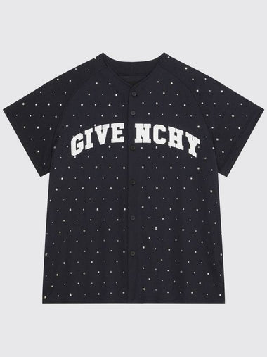 Givenchy shirt in mesh fabric with applied studs and front logo - GIVENCHY - BALAAN 1