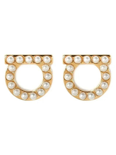 Gancini Pearl Earrings Gold - SALVATORE FERRAGAMO - BALAAN 2