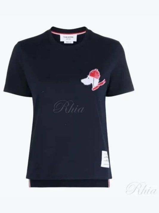 Festive Jersey Button Hector Short Sleeve T Shirt Navy - THOM BROWNE - BALAAN 2