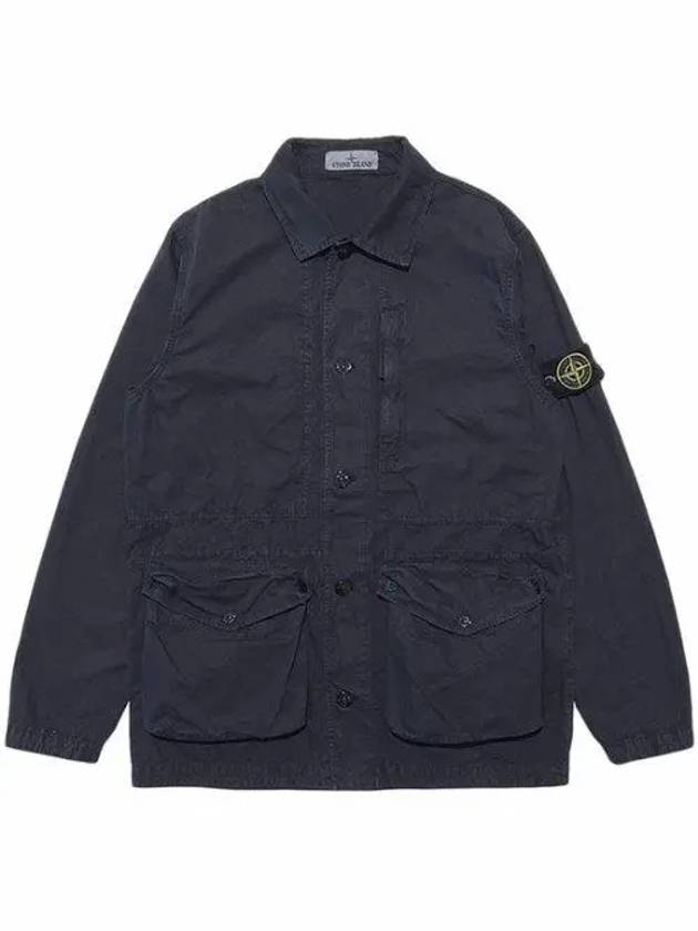 Brushed Cotton Canvas Old Effect Jacket Navy - STONE ISLAND - BALAAN 2