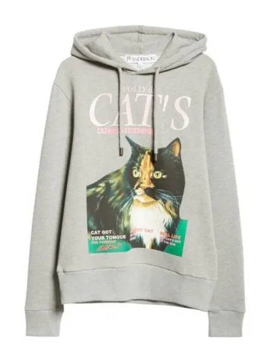 Cat Print Organic Cotton Hoodie Grey - JW ANDERSON - BALAAN 2