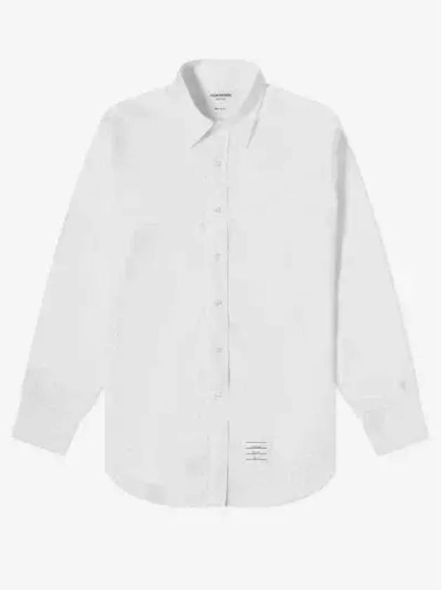 Men's Grosgrain Placket Solid Poplin Long Sleeve Shirt White - THOM BROWNE - BALAAN 3