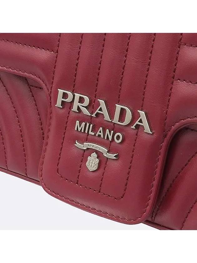 1BD135 Burgundy color leather silver logo diagram large chain shoulder bag - PRADA - BALAAN 3