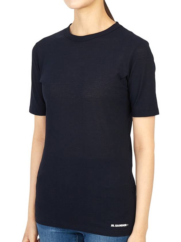 Women's Logo Hem Slim Short Sleeve T-Shirt Navy - JIL SANDER - BALAAN.